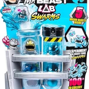 MrBeast Lab Swarms Lab Pack, Experiment by Adding Water, Shaking Test Tube & Revealing 5 PK of 1" MrBeast Collectible Characters, 100+ to Collect, Look Out for The Limited Edition Hyperchrome Panther
