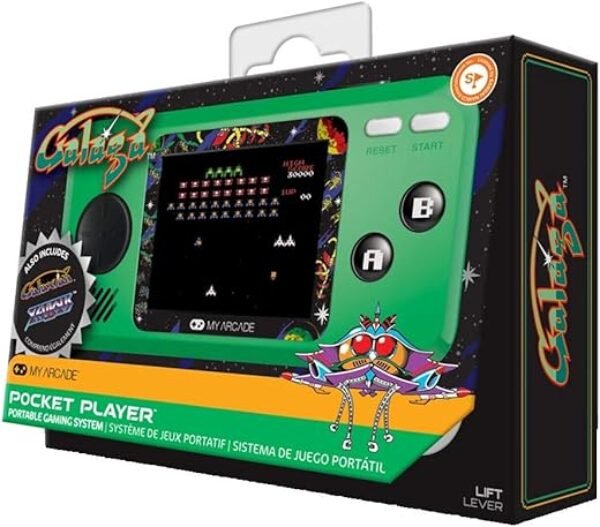 My Arcade Pocket Player Handheld Game Console: 3 Built In Games, Galaga, Galaxian, Xevious, Collectible, Full Color Display, Speaker, Volume Controls, Headphone Jack, Battery or Micro USB Powered