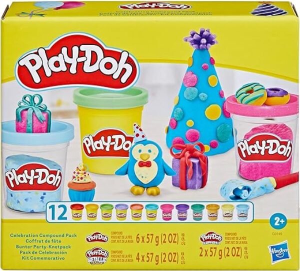 Play-Doh Celebration 12 Bulk Pack, Assort. Colors, Confetti & Metallic Shine, Kids Arts & Crafts, Easter Basket Stuffers Gifts for Girls & Boys, Preschool Toys, Ages 3+