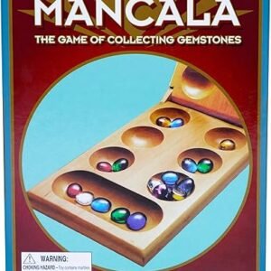Pressman Mancala - Real Wood Folding Set, with Multicolor Stones by Pressman, 2 players