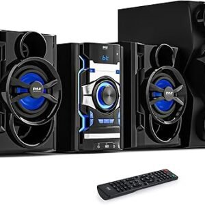 Pyle 3-Piece Wireless Bluetooth Stereo System - 1000 Watt DVD Shelf System for Home with DVD Player, MP3, USB, FM Radio, Bass Reflex Speaker, and Remote Control, Compact & Portable