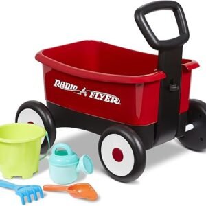 Radio Flyer My 1st Wagon with Beach and Garden Tools, 2-in-1 Wagon, Ages 1-4 , Red