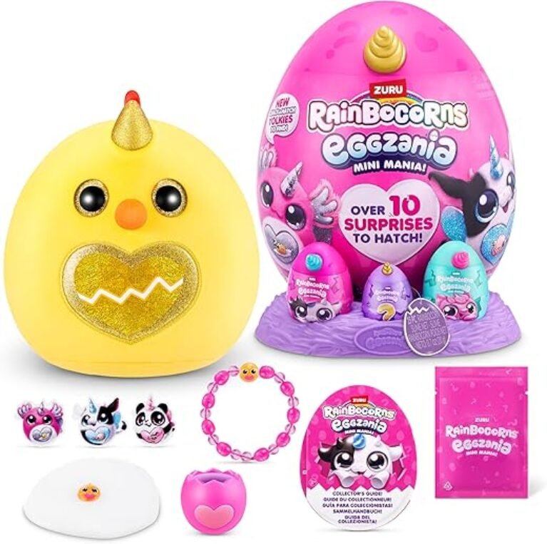 Rainbocorns Eggzania Mini Mania Chicken Plush Surprise Unboxing with Animal Soft Toy, Idea for Girls with Imaginary Play by ZURU