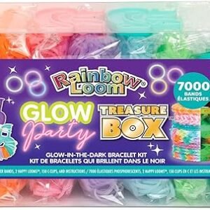 Rainbow Loom: Treasure Box - Glow-in-The-Dark Edition - DIY Bands Jewelry Kit, 7000 Glow Rubber Bands, 2 Happy Looms, Crafting Activity, Kids Ages 7+