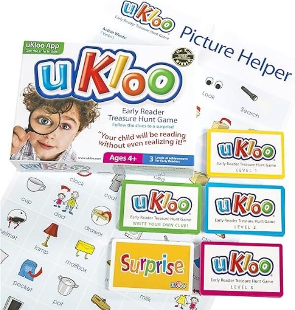 Reading Games for Kids Ages 4-8 Early Treasure Hunt Reading Game Scavenger Activity for New Readers Picture Clue Flash Cards Homework Homeschool
