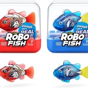 Robo Alive Robo Fish Robotic Swimming Fish (Blue + Red) by ZURU Water Activated, Changes Color, Comes with Batteries, Amazon Exclusive (2 Pack) Series 3