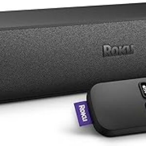 Roku Streambar | 4K HDR Streaming Device & Premium Roku Soundbar All In One, Roku Voice Remote, Free & Live TV, Black