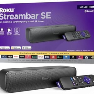 Roku Streambar SE | 2-in-1 TV Soundbar with Built-in 4K/HD/HDR Streaming, Premium Speakers, & Enhanced Speech Clarity for Crisp, Clear Dialogue - Quick Guided Simple Setup
