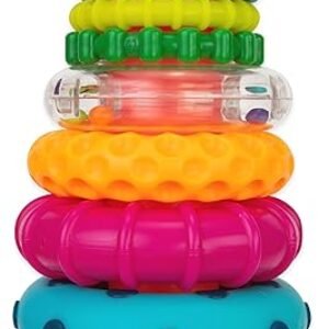 Sassy Stacks of Circles Stacking Ring STEM Learning Toy, Age 6+ Months, Multi, 9 Piece Set