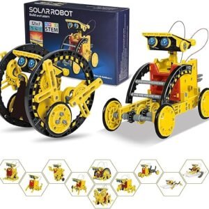 Solar Robot Kit for Kids Age 8-12, STEM Building Toys,12-in-1 Build Your Own Robot with Solar Panel & Battery Power, Science Engineering Christmas Birthday Idea Gifts for Boy Age 8 9 10 11 12