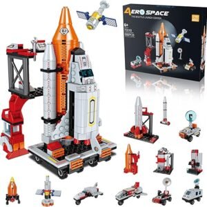 Space Exploration Shuttle Toys for 6 7 8 9 10 11 12 Year Old Boys 12-in-1 STEM Aerospace Building Kit Toy with Heavy Transport Rocket and Launcher Best Gifts for 6-12 Year Old Boys (566 PCS)