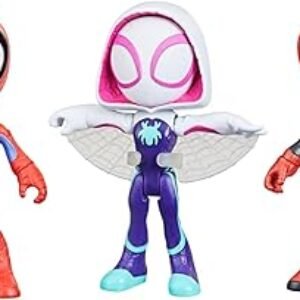 Spidey and His Amazing Friends 3-Pack, 4-Inch Scale Marvel Action Figures, Includes 3 Figures and 3 Accessories, Spider-Man, Ghost-Spider & Miles Morales (Amazon Exclusive)