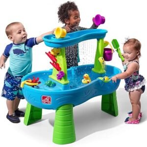 Step2 Rain Showers Splash Pond Toddler Water Table, Kids Water and Sand Activity Sensory Playset, Summer Outdoor Toys, 13 Piece Toy Accessories, For Toddles 1.5+ Years Old