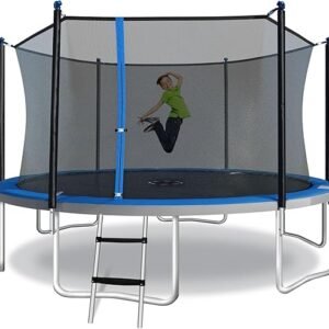TruJump 12ft Trampoline with UV Resistant Safety Enclosure, ASTM Approved, Safe Padded Frame, Anti Rust Metal Frame, Heavy Duty, Outdoor Fun