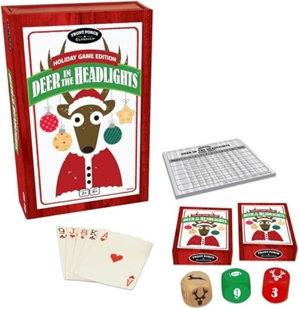 University Games Front Porch Classics, Deer in The Headlights Holiday Game Edition, Card and Dice Game, for 2 or More Players Ages 8 and Up