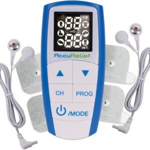AccuRelief Complete 3-in-1 TENS Unit, EMS, Massager Device - Pain Relief Electric Muscle Stimulator with 4 Electrodes for Neck, Back, and Full Body