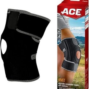ACE Brand Adjustable Compression Knee Support with Stabilizers, Firm Support for Weak, Sore or Injured Joints, Compression Knee Brace With Adjustable Straps, Breathable, One Size Fits Most