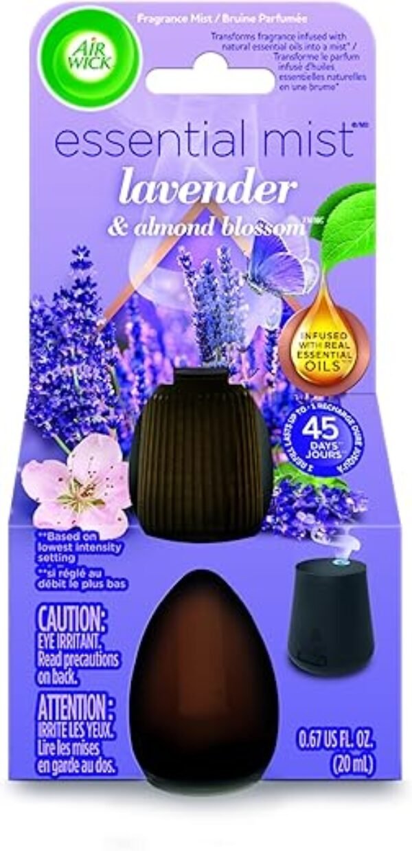 Air Wick Essential Mist Refill, 1 ct, Lavender and Almond Blossom, Essential Oils Diffuser, Air Freshener