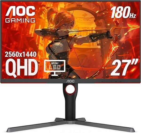 AOC Q27G3XMN Screen Size (inch) 27, Panel Resolution 2560x1440, Refresh Rate 180 Hz, Panel Type VA, HDMI HDMI 2.0 x 1, Display Port DisplayPort 1.4 x 1, Sync Technology (VRR) Adaptive Sync