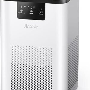 AROEVE Air Purifiers for Bedroom Air Purifier With Aromatherapy Function For Pet Smoke Pollen Dander Hair Smell 20dB Air Cleaner For Bedroom Office Living Room, MK06- White(Available for California)