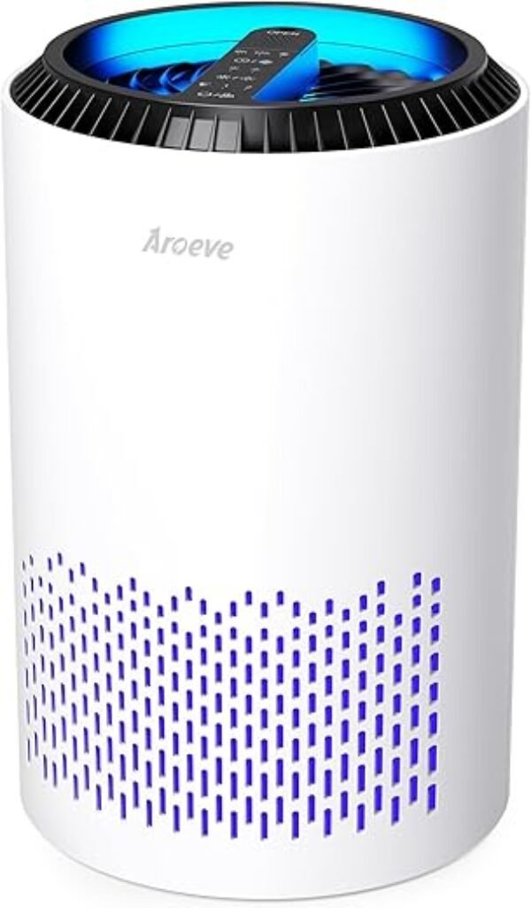 AROEVE Air Purifiers for Bedroom Home, Air Purifier For Smoke Pollen Dander Hair Smell Air Cleaner with Sleep Mode Speed Control For Bedroom Office, MK01- White(Available for California)