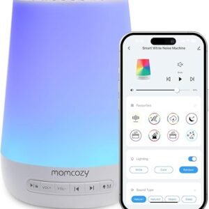 Baby Sound Machine, Momcozy White Noise Machine for Baby Sleeping with Night Light, Toddler Sleep Trainer with 34 Soothing Sounds, Timer, App Remote Control, Personal Sleep Routine (Blue)
