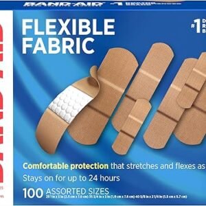 Band-Aid Brand Flexible Fabric Adhesive Bandages for Wound Care & First Aid, Assorted Sizes, 100 ct
