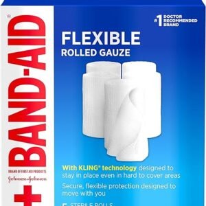 Band-Aid Brand of First Aid Products Flexible Rolled Gauze Dressing for Minor Wound Care, Soft Padding and Instant Absorption, 3 Inches by 2.1 Yards, Value Pack 5 ct