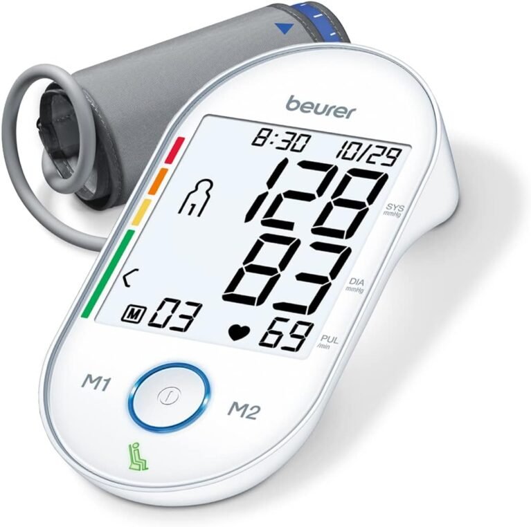 Beurer BM55 Blood Pressure Machine – XL Backlit Display, Arrhythmia Alarm, Portable Storage Kit, 2 Users, Automatic Blood Pressure Cuff, Resting Indicator – Blood Pressure Monitor Batteries Included