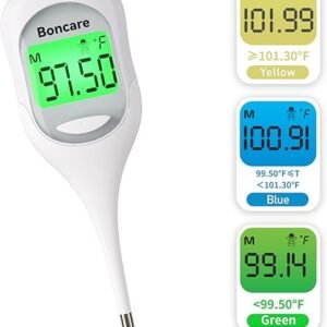 Boncare 9 Seconds Digital Basal Thermometer for Adults and Kids - Accurate Oral Thermometer with Fever Alarm, Rectal Thermometer for Baby with Large Display (White)