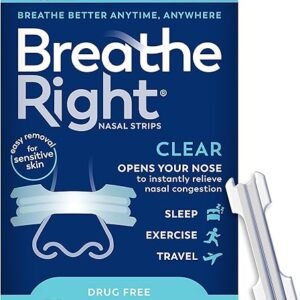 Breathe Right Original Nasal Strips | Clear | Sm/Med | For Sensitive Skin| Drug-Free Snoring Solution & Nasal Congestion Relief Caused by Colds & Allergies | 30 ct (Packaging May Vary)