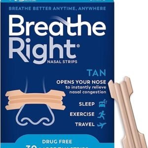 Breathe Right Original Nose Strips to Reduce Snoring and Relieve Nose Congestion, Tan, 30 Count (Packaging May Vary)