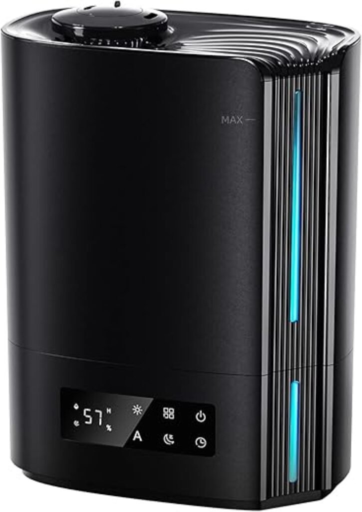 BREEZOME 6L Humidifiers for Bedroom Large Room & Essential Oil Diffuser, Ultrasonic Top Fill Cool Mist Humidifiers for Baby, Plants, Nursery Last up to 60 Hours, Smart Humidistat Control, Quiet, Black