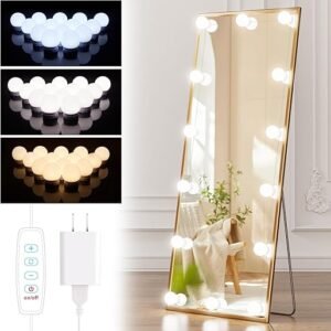 Brightown 14 Bulb Dimmable Hollywood Makeup Mirror Lights, 22Ft Adjustable Vanity Lighting Fixtures for Full Length Mirror (Mirror Not Included)