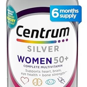 Centrum Silver Women's Multivitamin for Women 50 Plus, Multivitamin/Multimineral Supplement with Vitamin D3, B Vitamins, Non-GMO Ingredients, Supports Memory and Cognition in Older Adults - 200 Ct