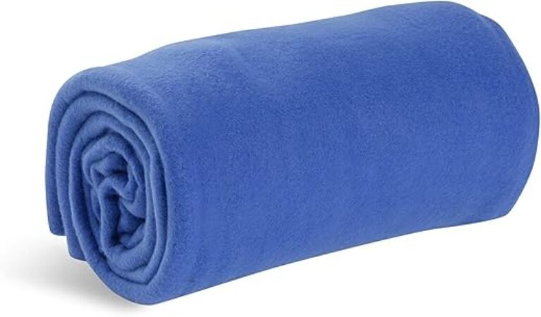 Cozy-Soft Microfleece Travel Blanket, 50x60 Inch, Lightweight, Compact, Perfect for Airplane and Car, Royal Blue