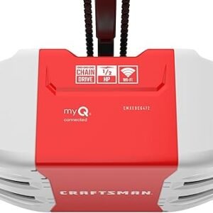 CRAFTSMAN 1/2 HP Smart Garage Door Opener - myQ Smartphone Controlled - Chain Drive, Wireless Keypad Included, Model CMXEOCG472, Red