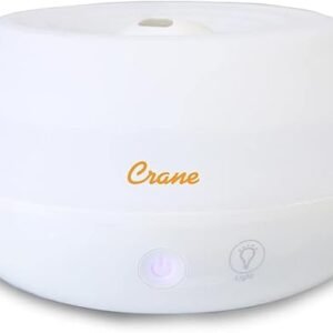 Crane Small Ultrasonic Diffuser and Air Humidifiers for Bedroom and Office, .2 Gallon Cool Mist Humidifier for Personal Use, No Humidifier Filters Needed, White