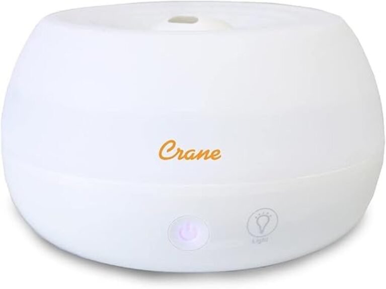 Crane Small Ultrasonic Diffuser and Air Humidifiers for Bedroom and Office, .2 Gallon Cool Mist Humidifier for Personal Use, No Humidifier Filters Needed, White