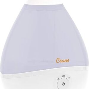 Crane Teardrop Ultrasonic Cool Mist Humidifier for Baby Nursery, 0.5 Gallon, Adjustable Settings, Essential Oil Diffuser White