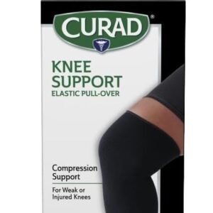 CURAD Knee Support for Men & Women, Elastic, Pull-Over, Knee Brance for Running Knee Pain, Workout Sports Knee Brace, Black, Large