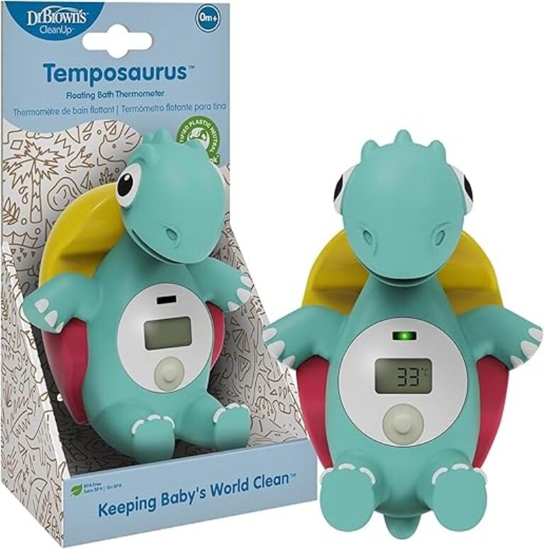Dr. Brown's CleanUp Temposaurus Floating Bath Thermometer for Accurately Measuring Baby's Bath Water Temperature, BPA free