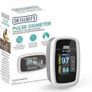 Dr. Talbot's Pulse Oximeter with Lanyard and Travel Pouch, White And Gray