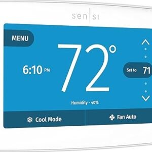 EMERSON Sensi Touch Wi-Fi Smart Thermostat with Touchscreen Color Display, Works with Alexa, Energy Star Certified, C-wire Required, ST75W , White