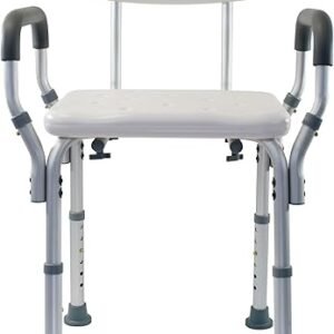 Essential Medical Supply Height Adjustable Shower and Bath Bench with Padded Arms, Contoured Back and Textured Shower Chair Seat - Perfect for The Bath and Shower