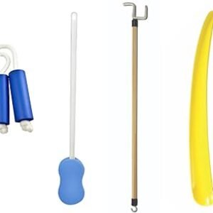 Essential Medical Supply Hip and Knee Surgery Recovery Kit - Includes Sock Aid, Shoehorn, Long Handles Sponge, Dressing Stick and Reacher for Seniors Recovering from Hip Replacement or Surgery