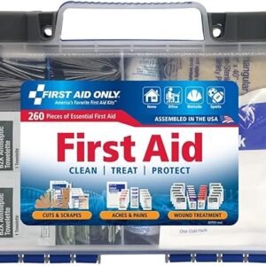 First Aid Only 91248 OSHA-Compliant First Aid Kit, All-Purpose 50-Person Emergency First Aid Kit for Business, Worksite, Home, and Car, 260 Pieces