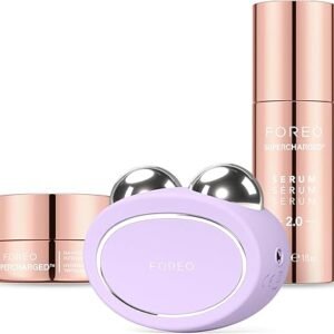 FOREO Total Facelift Bundle - BEAR 2 Advanced Microcurrent Facial Device + SUPERCHARGED SERUM 2.0 1 oz + SUPERCHARGED HA+PGA Triple Action Intense Moisturizer 0.5 oz - Anti Aging - Skin Care Tools