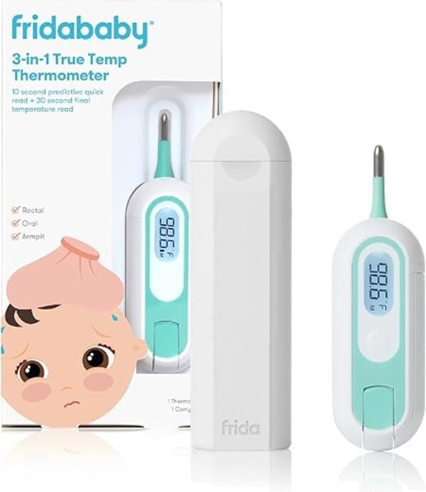 Frida Baby 3-in-1 Rectal, Underarm & Oral Thermometer for Kids, Digital Baby Thermometer for Infants, Toddlers, & Kids, FSA/HSA Eligible
