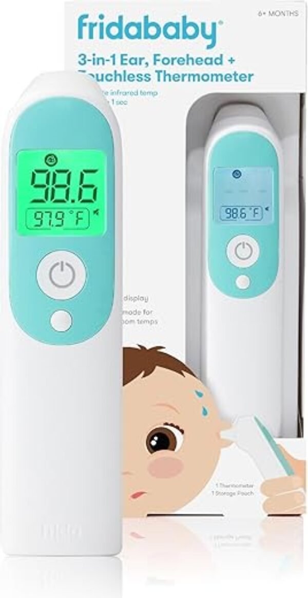 Frida Baby Thermometer, 3-in-1 Infrared Thermometer for Ear, Forehead & Touchless, FSA/ HSA Eligible Fever Thermometer for Baby, Infants ,Toddlers, Kids & Adults